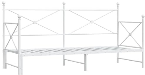 vidaXL Tagesbett Ausziehbar ohne Matratze Weiß 80x200 cm Stahl