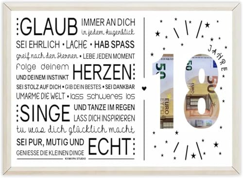 18. Geburtstag-Junge und Mädchen Bilderrahmen für Geldgeschenke, 18-jährige Deko (18-1(8) in)
