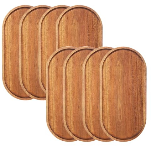 Linwnil Bandejas de madera para servir charcutería, platos ovalados de madera, platos de madera para servir queso, platos de cena a granel para postre, aperitivos, pan, frutas, aperitivos (30 x 14 cm