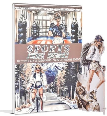 Snylcce sport flicka tema klistermärke scrapbooking tillbehör för skräppjournal, 20 ark PET-klistermärken – vintage journalföring klistermärken, Ephemera klistermärke bok förskärd