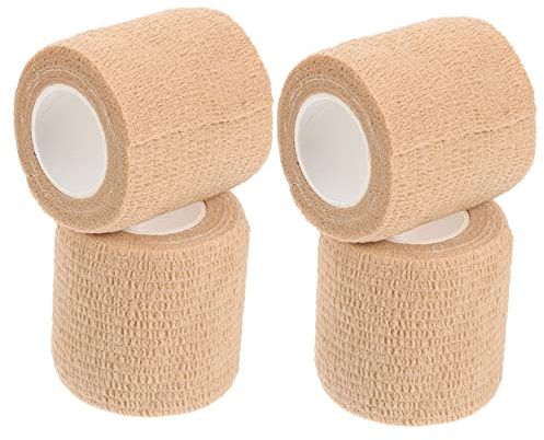 NIYANGLE Bandes Adhésives Sportives Auto-adhésives 6 Pcs 5 Cm X 4,5 M Bandage Élastique Polyester Beige Protection Poignet Genou Maintien Fitness Athlétisme