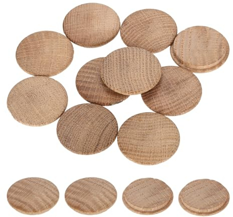 sourcing map 20Pcs Wood Button Plugs, 35mm / 1.38 Hardwood Screw Hole Plug Mushroom Wooden Caps Buttons Oak Wood Plug for Furniture Woodworking Craft Decor (40mm x 35mm)
