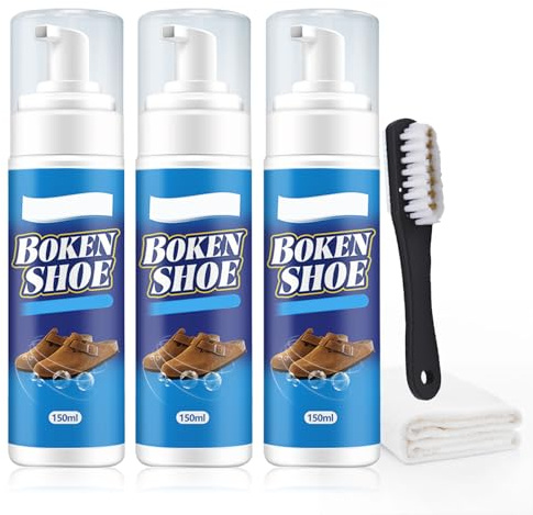 HEUIOP Suede Shoe Cleaner,3 Bottles Suede Cleaner Kit with Brush & Cloth,Nubuck Protector Cleans and Restores for Velvet Shoes Boots Leather Trainer Sneaker Jackets Handbags