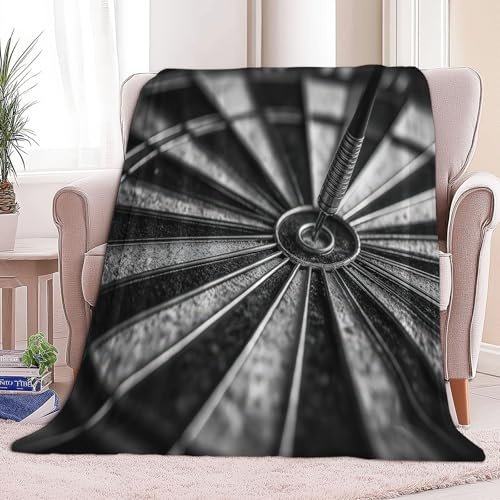 Generisch Kuscheldecke 180 x 220 cm Flanell Wolle Decke für Sofa und Bett Fotografie Dartscheibe, Weich Gemütliche Fleecedecke für Damen Herren Kinder Baby Schwarz Bedruckte Decken