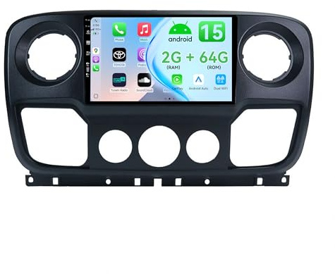 MSD 9 Pollice 2G+64G Autoradio Per Renault Master/OPEL Movano/Nissan NV400 2010-2021 | Android 15 GPS Navigation Radio | Carplay Android Auto Volant DSP DAB Bluetooth Mirror link | Telecamera | 2 Din