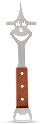 Geoyien Accessori BBQ, Set Barbecue, Multifunzionali Kit Attrezzi Barbecue, con Maniglia in Legno, Coltello e Forcello, Sega, Regalo Uomo, Regali per Papà Giornata del Padre (1 Pezzo, B)