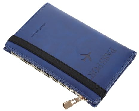 TOVINANNA Passport Cover Rfid Blocking Pu Card Holder Travel Document Protector Wallet for Men Women Short Style Blue
