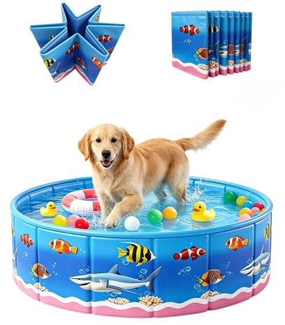 ZLXHFFH Piscine Pliable pour Chiens, Bassine de Bain pour Animaux en Plastique Rigide Non Gonflable, Piscine Portable à Déplier, Aire de Jeu Aquatique Intérieure Extérieure Jardin, 90cm/120cm