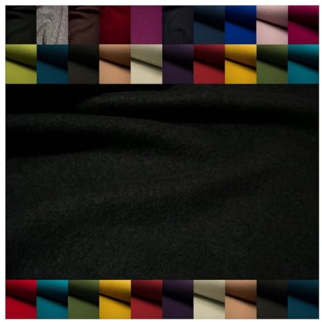 Fabrics-City Schwarz Walkloden Stoff 620g 100% Schurwolle Wollwalk, Winterstoff, Mantelstoff, gekochte Wolle für Jacken, Mäntel, Nähen, Winterbekleidung, 2446