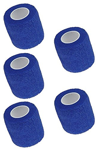 Mintice 5 Stück Blau Selbsthaftende Bandagen Fingerpflaster Fingerverband Wundverband selbstklebend wasserfest 4.5mx5cm