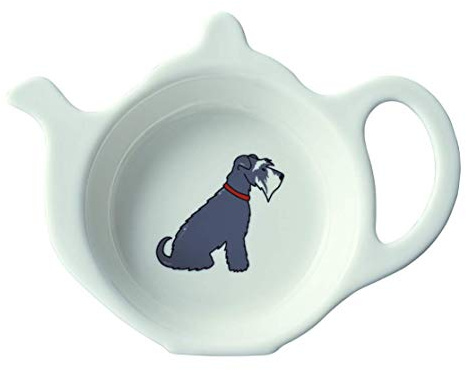 Sweet William Teabag Dish, Teapot Shape, Schnauzer Grey