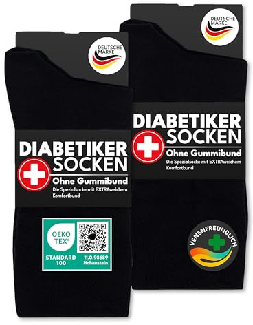 sockenkauf24 Diabetikersocken ohne Gummi & ohne Naht 97% Baumwolle (6 Paar) Diabetiker Socken mit Komfortbund für Damen & Herren