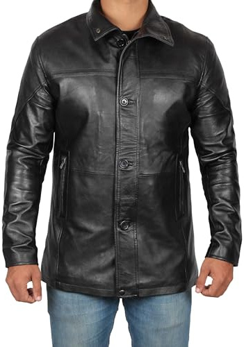 fjackets Black Leather Jacket Men - Stylish Outerwear for Men, Perfect Blend of Fashion and Functionality | [1500144] Bristol, L
