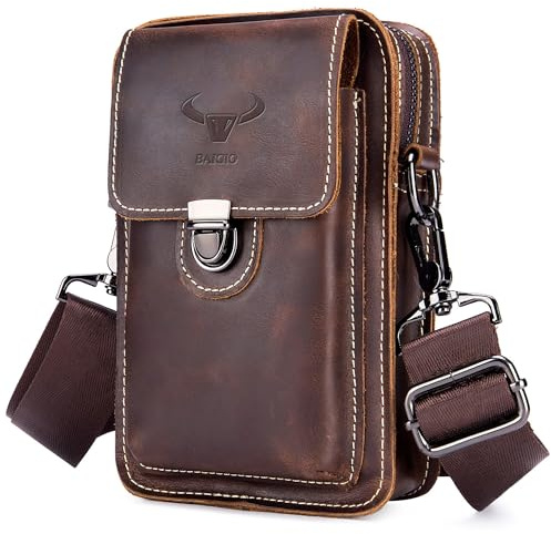 BAIGIO Handytasche Leder Vintage Gurteltasche Herren Hufttasche Klein Schultertasche Umhangetasche Retro-Stil
