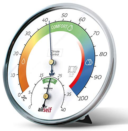 airself Thermohygromètre analogique pour l'intérieur - thermomètre intérieur et hygrometre Interieur d'ambiance avec Zone de Confort pour Un contrôle Pratique du Climat intérieur