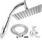 SIEYESCITY 200mm Square Large Rainfall Chrome Shower Head High Pressure Water Saving Stainless Steel Panel with 1.5m Shower Hose and Bracket Holder Set, Silver