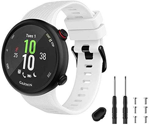 TopPerfekt Strap Compatible with Garmin Forerunner 45s, Sport Silicone Wristband Arm Band Replacement Bracelet for Forerunner 45s (White)
