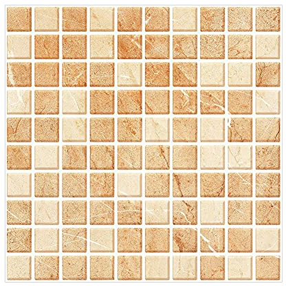 CONPHERON 20 Fogli Mosaico Carta Adesivi Sticker Decorativi per Piastrelle Cucina Vinile Impermeabile PVC Autoadesivo Carta da Parati per Bagno Cucina, 10X10cm, Mosaico 9