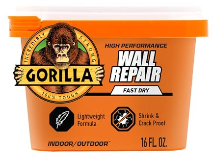 Gorilla Heavy Duty Wall Repair Spackling + Primer, 16 Ounce Tub,White