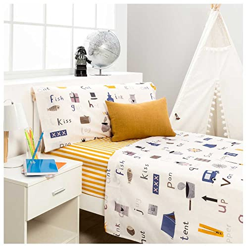 COTTON ARTean Juego sabanas Infantil Cama 90 Algodón Poliester Tent | Incluye 3 piezas: encimera, bajera ajustable, 1 funda de almohada. Certificado OEKO-TEX