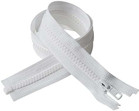 IPEA Reißverschluss Länge 65 cm – Farbe Weiß – 2 Stück – Kette Größe #5 – teilbare Reißverschlüsse für Einrichtung, Nähen – Reißverschluss – Breite 30 mm