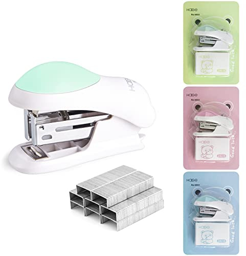 NEBURORA Mini Effortless Desktop Staplers with 400 Standard 24/6 Staples, 2-24 Sheet Capacity, Includes Built-in Staple Remover, Cute Stapler Gift for Student and Office Use, 3 Colors Options (Green)