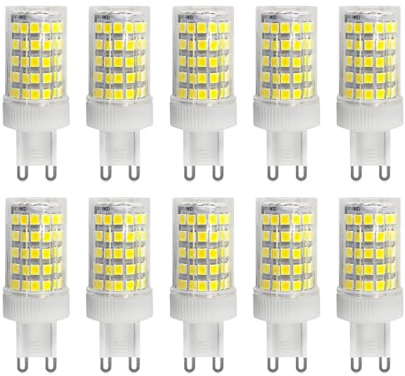 Jiotouhu LED-Leuchtmittel G9, 10 W G9 LED Lampen (entspricht 100 W Halogenlampen), Leuchtmittel kaltweiß 6000 K, ohne Flackern, 360 Grad Winkel, AC 220 – 240 V, 10 Stück