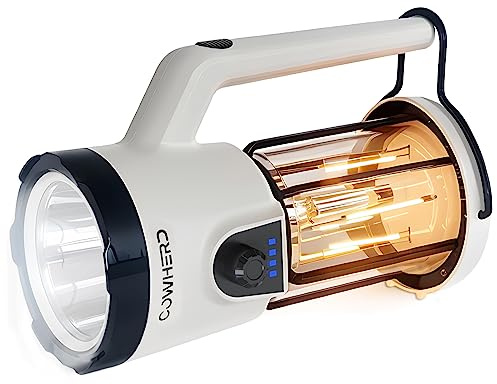 COWHERD Rechargeable Flashlight Lantern 2-in-1 LED Handheld Flashlight with Lantern and Spotlight Modes - Perfect for Power Outages, Camping, Hiking, Emergency, and Home Use