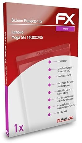 atFoliX Glasfolie kompatibel mit Lenovo Yoga 5G 14Q8CX05 Panzerfolie, 9H Hybrid-Glass FX Schutzpanzer Folie (1er Set)