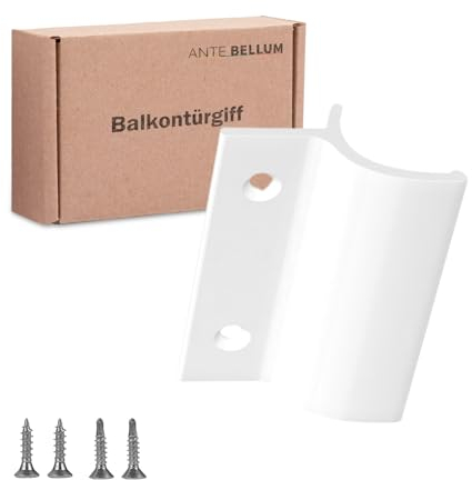 Ante bellum Balkontürgriff - Aluminium Türgriff für Balkon mit Begrenzer-, Terrassen- und Fliegengittertüren, Terrassentür Griff incl. Schrauben, einfache Montage ohne Bohren (RAL 9016)