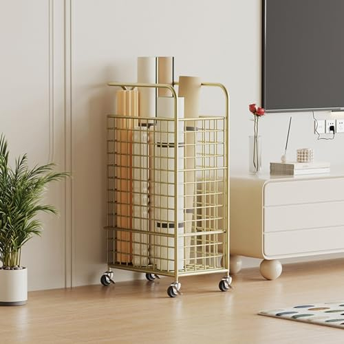 Yogamatten-Ständer mit Rädern und Schwimmenden Böden Hanteln Langhantel Gewicht Halter Home Gym Zubehör Organizers Korb Leichtigkeit Der Bewegung (Color : Gold)