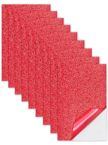 Jtnohx Glitzer Moosgummi Selbstklebend Moosgummi Platten Basteln Rot | 9 Bögen 17.78×28.7cm EVA Schaumstoff zum Basteln Klebriger EVA für Bastelarbeiten DIY(Rot Farben)
