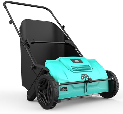 INTEC - Kehrmaschine für Rasen und Gras Mechanischer Laubsammler Großer Behälter 100L Garten Alleen