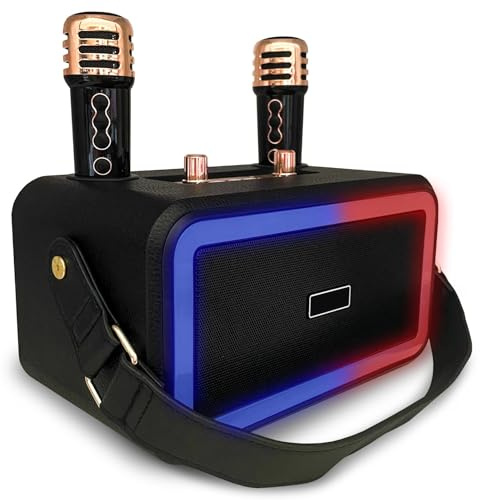 MAKA Cassa Karaoke Portatile, Autonomia 4000 mAh, Karaoke Bluetooth con 2 Microfoni, Karaoke Microfono Ricaricabile, Cassa Bluetooth 40 Watt, Amplificatore Audio, Equalizzatore | USB | Micro-SD | AUX