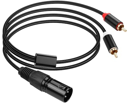 PNGKNYOCN XLR zu 2 RCA Y Splitter Kabel, unsymmetrisch Dual RCA zu XLR Male Y Splitter Patch Mikrofonkabel für Verstärker Mixer Mikrofon (1M/3.3FT