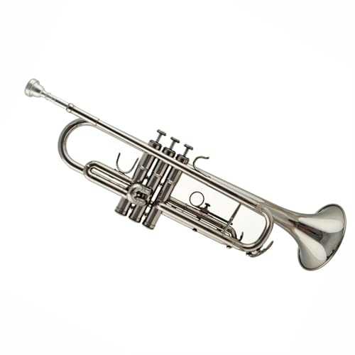 Trompete B Flach Professionelles Blasinstrument Erwachsene Anfänger Lackiertes Messing Edelstahl Ton(Silver)