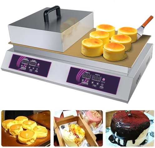 guoyjmm Macchina per Muffin elettrica, Macchina per soufflé Commerciale, Macchina per Waffle elettrica Antiaderente, Macchina per soufflé e Pancake, Piastra elettrica Commerciale 60-260℃
