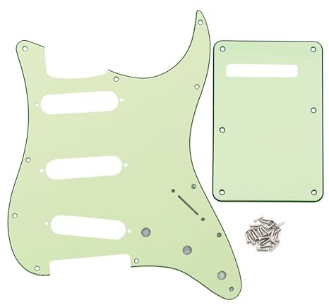 FLEOR SSS 11-Hole Electric Guitar Pickguard with Backplate and Pickguard Screws Set for ST Style Guitar Part,3Ply Mint Green