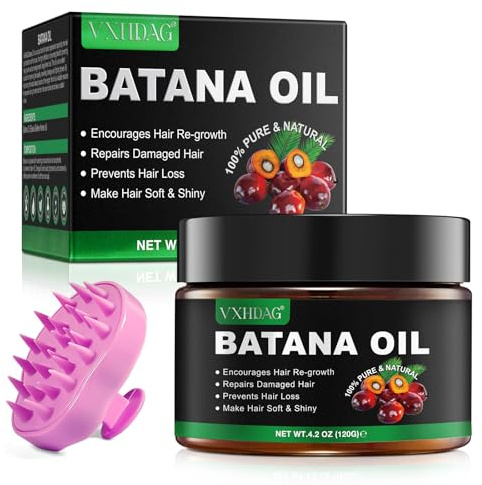 Huile de batana with Silicone Scalp Massager, Huile de batana 100% naturelle pour la croissance des cheveux, Élimine les fourches, restaure les cheveux abîmés, améliore l'éclat des cheveux (120 G)