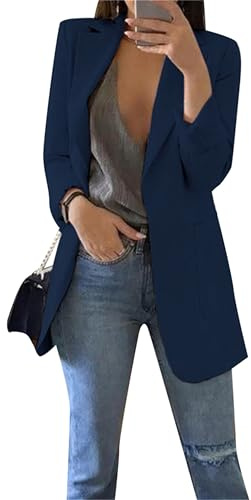 EFOFEI Damen Frühlings Kurz Mantel Jacke Mit Doppelter Seitentasche Elegant Langarm Blazer Mode Anzug Trenchcoat