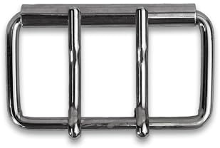 almela - Bältesspänne med dubbla stift med polerad silverfinish, bredd 50 mm / 60 mm - 5 cm / 6 cm | Buckle belt (50mm)