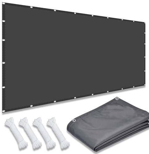 Sonnensegel Nach Maß mit Ösen 1.2 x 4 m Windabweisend Reißfest UV Schutz Sonnensegel Abdeckung Schattenstoff mit Kostenlosem Seil für Terrasse Camping, Dunkelgrau