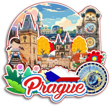 Quwsne Kühlschrankmagnet Prag Tschechischer Kühlschrankmagnet Stadt Reise Souvenirs Touristengeschenke 3D klassische Sehenswürdigkeiten handgefertigt Handwerk Heimdekoration -3899