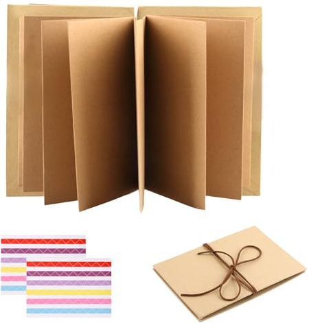 Mini Fotoalbum 5 Inch，17,5 x 11,5cm Klein Buch zum Selbstgestalten, Kraftpapier Fotobuch zum Einkleben 34 Seiten, DIY Mini Scrapbook Memory Book, Photoalbum für Abschluss Geschenk