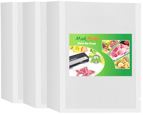 MakMeFre 300 Bolsas Envasado al Vacío Para Alimentos 25x33cm Sin BPA | Bolsas de Vacío Gofradas,Conservación de Alimentos,Soporta Congelación y Ebullición