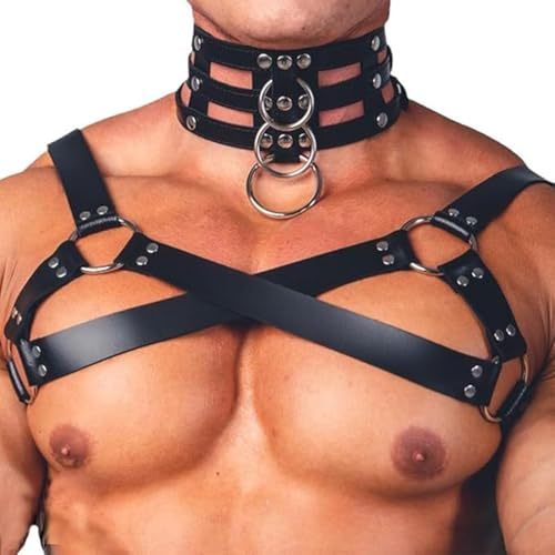 Harness Brustgeschirr mit Choker Bondage-set BDSM Fetisch Gothic Clubwear Punk Kostüm SM Fesseln Spielzeug Paare Sklave Extrem Sex Herren Gay Body Brust Geschirr Erotik Körper Brustgurt für Männer