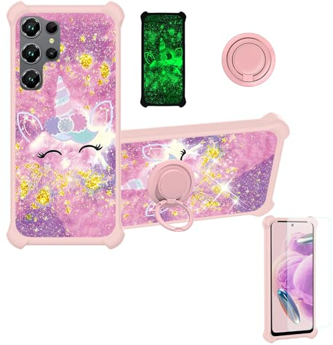 bojioderf Coque Compatible pour Oukitel C61 Pro Coque Étui [avec Trempé 9H Protection D'écran] Case Support de Bague PC + Silicone JSF-DJS