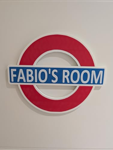 Personalized London Underground Style Room Sign, Red and Blue Wall Plaque, Kids Bedroom Door Decor, Custom Name Design