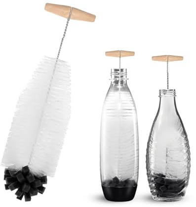 Goupillon Bouteille，Goupillon Gourde de 35 cm Compatible avec Les Bouteilles Poils Durs et Éponge Douce Nettoyage en Profondeur sans Rayures