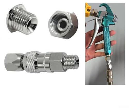 Giunto girevole a 360 gradi da 1/4 per spruzzatori airless, confezione da 3 connettori per tubo in acciaio inox con filettatura maschio a femmina, flessibile e nodo- accessorio